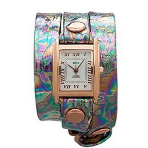La Mer Collections Women's Oil Slick Rose Gold Simple Wrap Watch